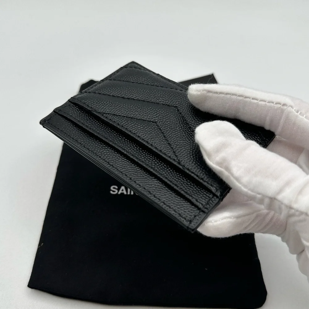 YSL Yves Saint Laurent Pebbled Leather Card Holder - Picture 3 of 9